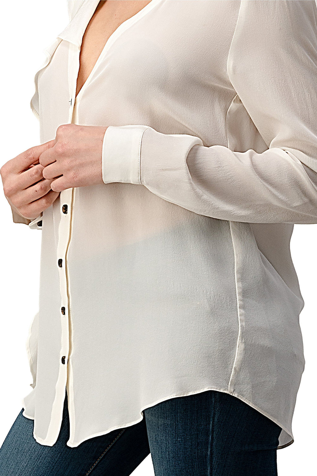Ruffle Detail Button-Up Blouse