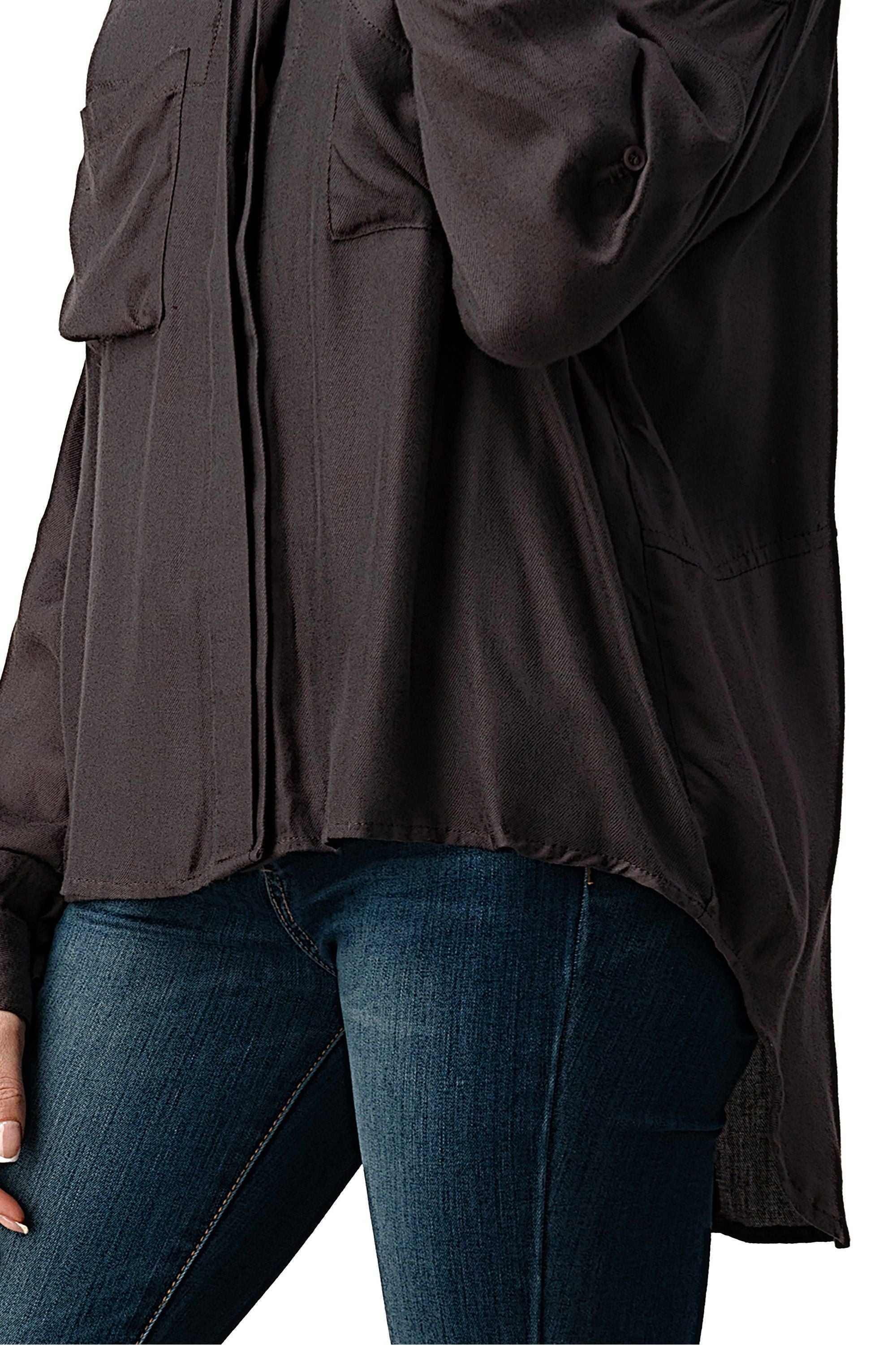 Button-Up Oversized Shirt with Front Pockets