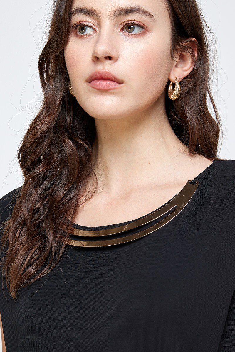 Sleeveless Embellished Neckline Mini Dress