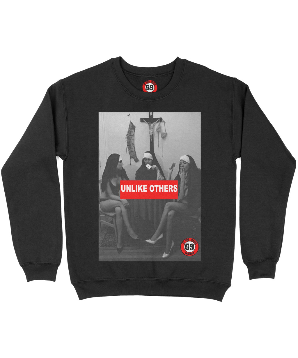 Men's sweatshirt design Unlike Others nuns black