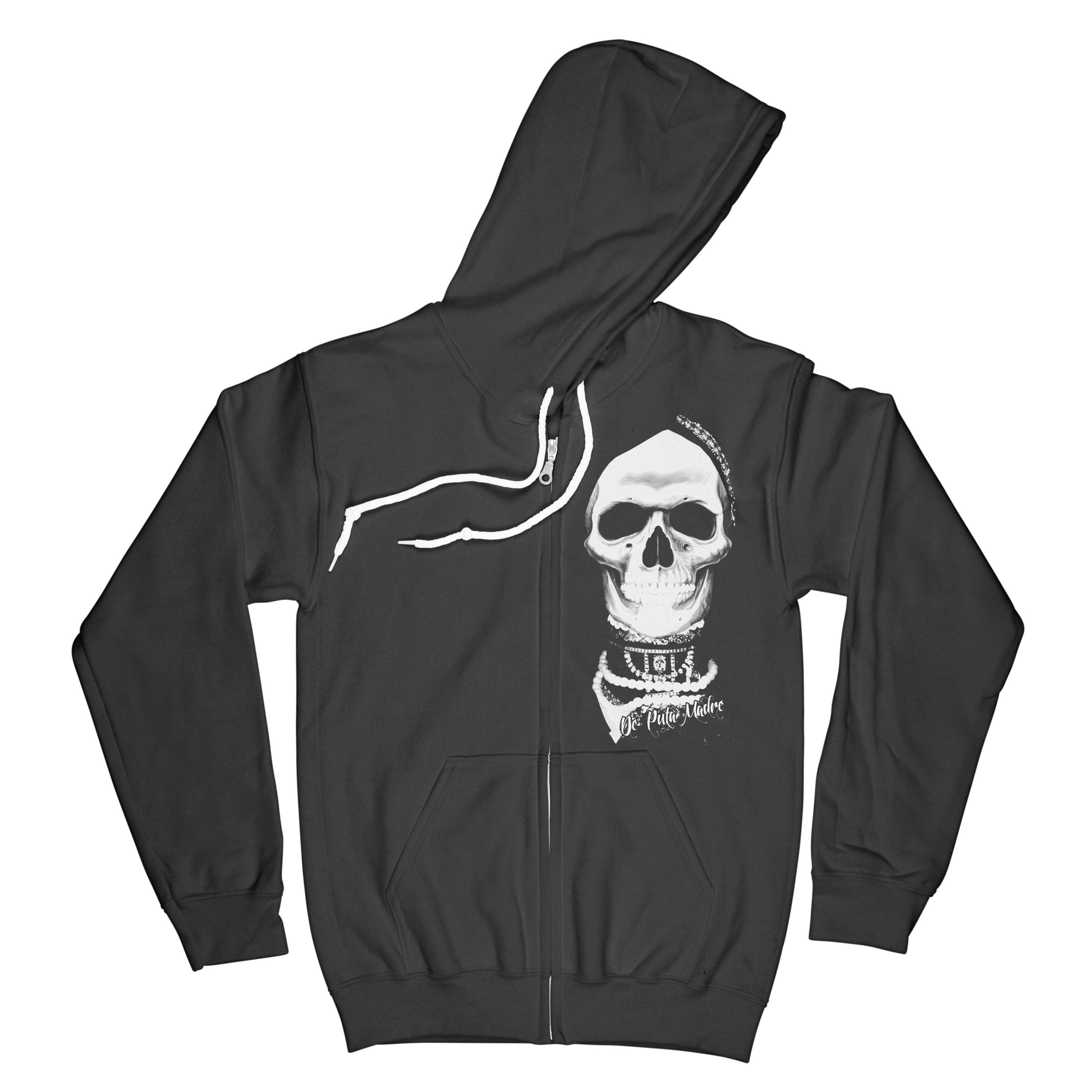 Men's Hoodie with zipper with design Santa Muerte ms13