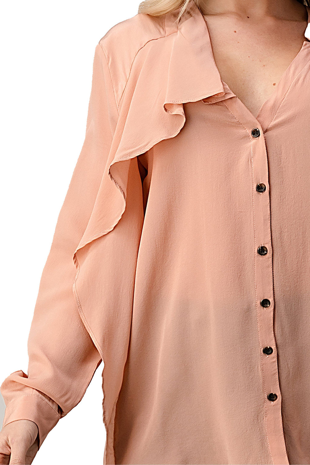 Ruffle Detail Button-Up Blouse