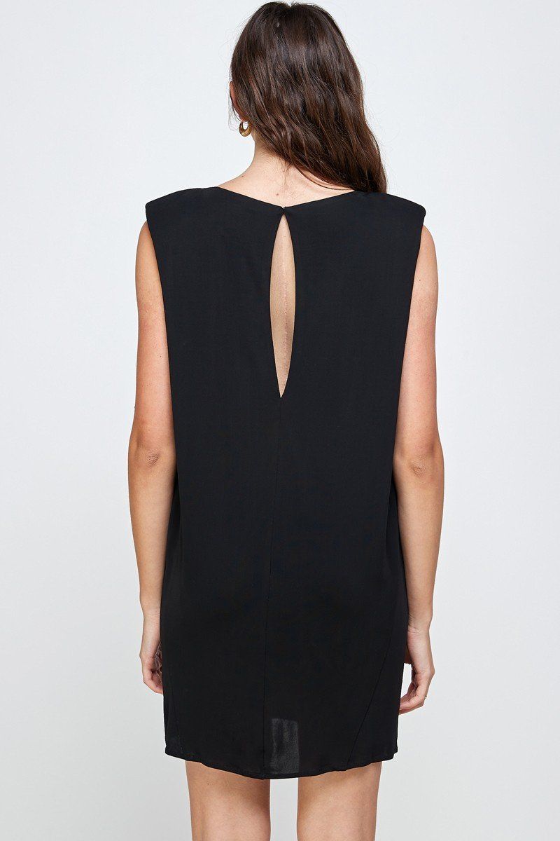 Sleeveless Embellished Neckline Mini Dress