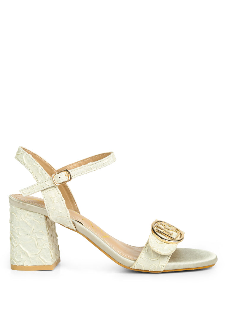 Chaplet Textured Block Heel Sandals