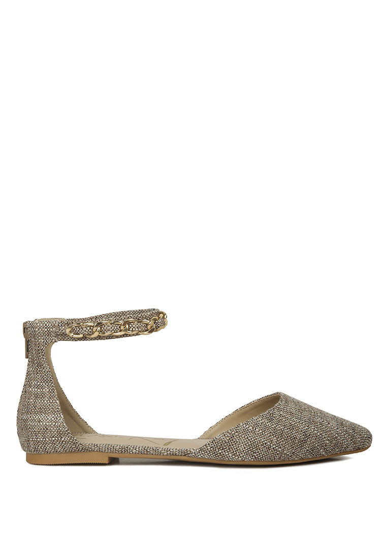 Buqisi Chain Embellished Flat Sandals