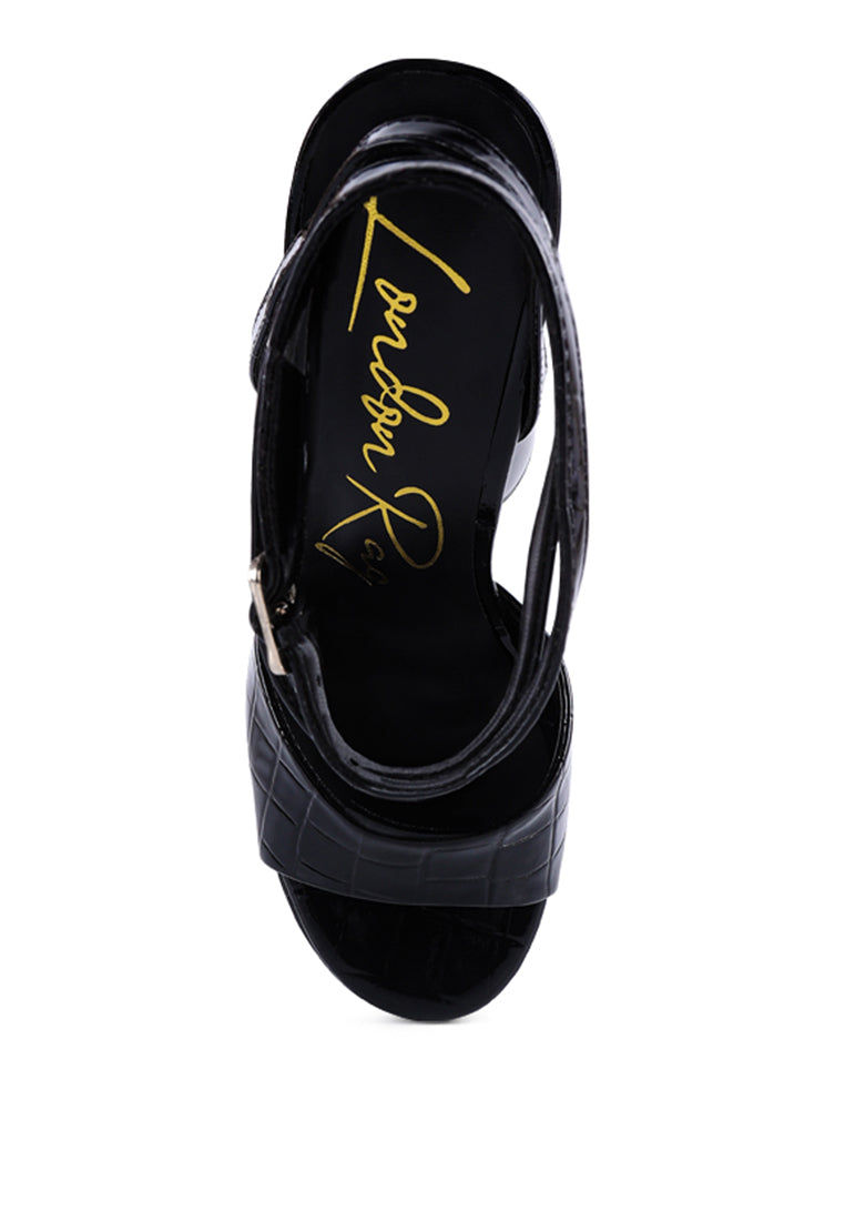 Drop Dead Patent Croc Ultra High Platform Sandals