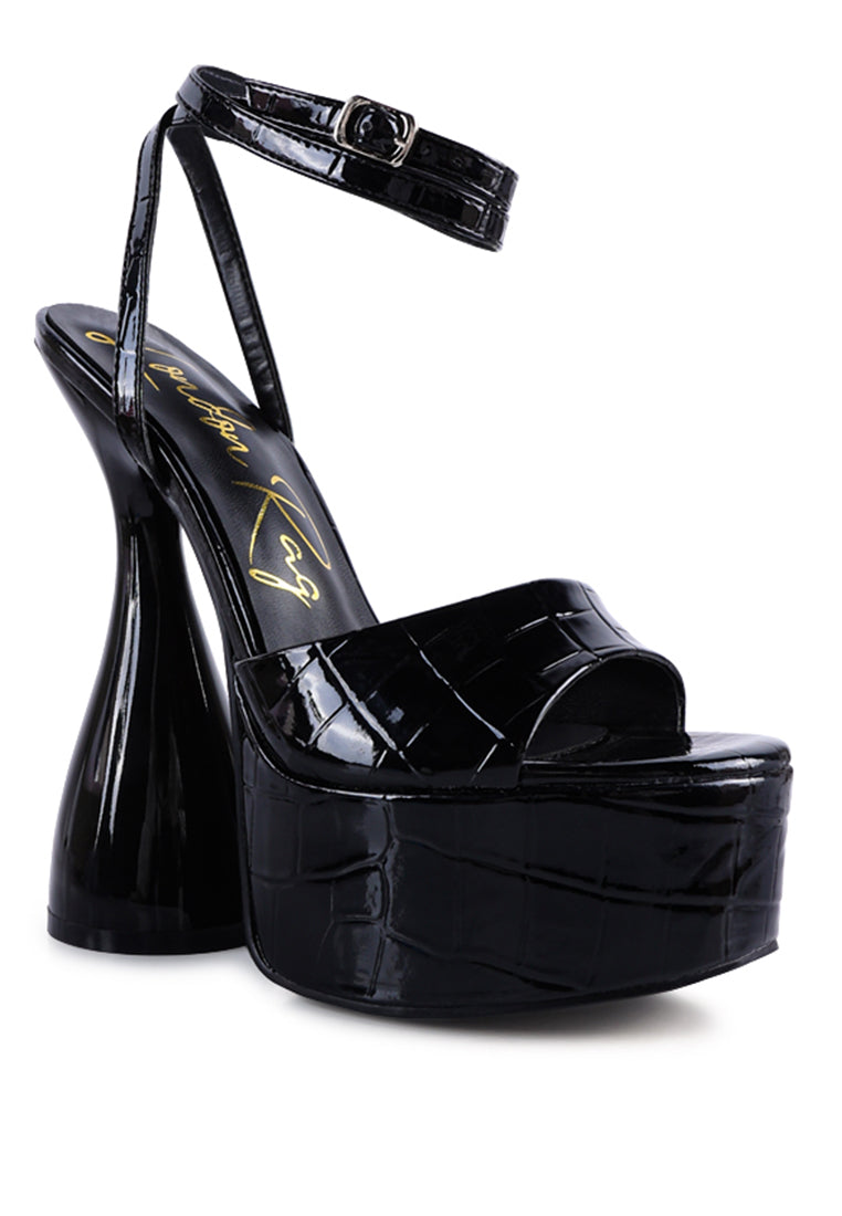 Drop Dead Patent Croc Ultra High Platform Sandals