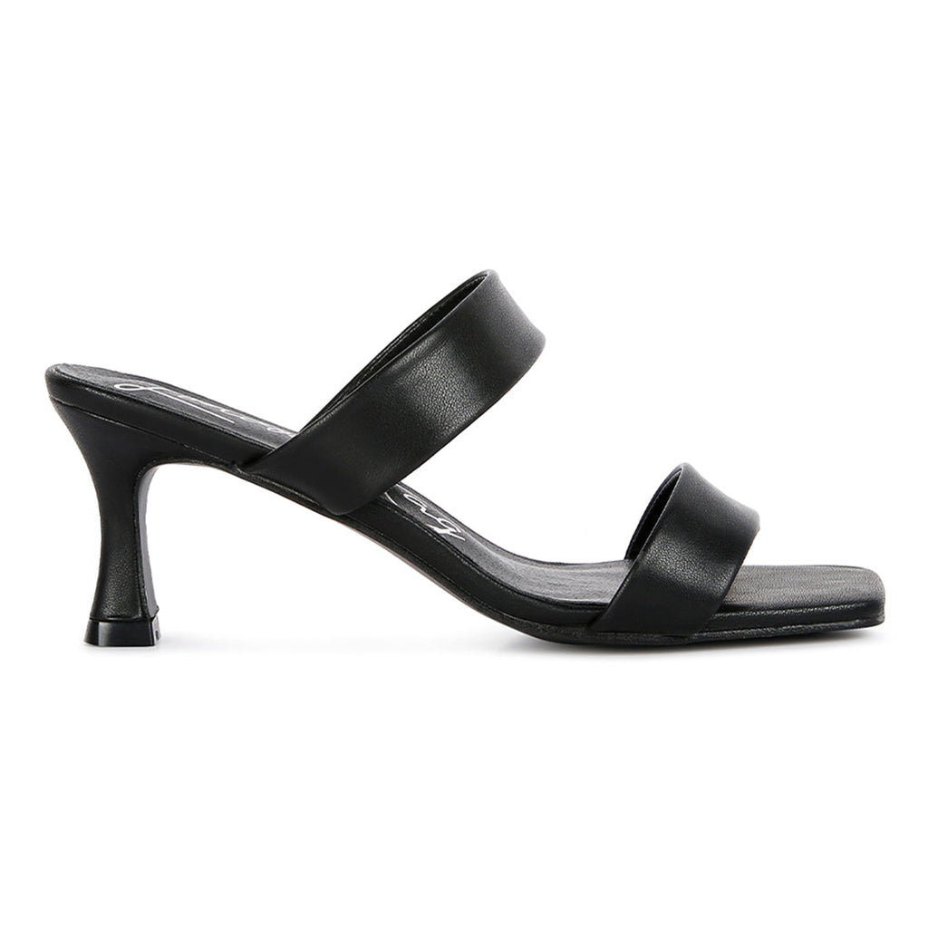 Black Mid Heel Sandals