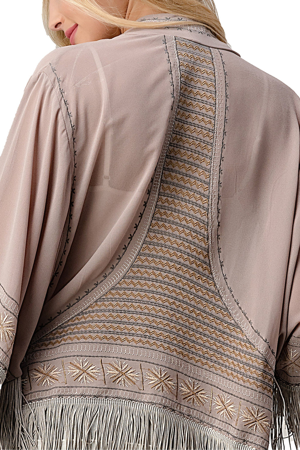 Embroidered Fringe Kimono – Bohemian Layering Essential