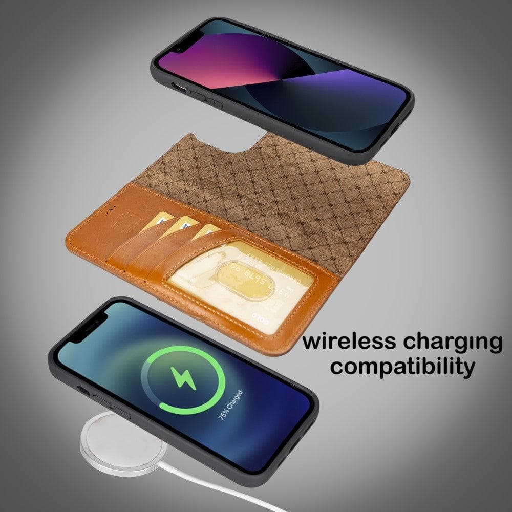 Apple iPhone 14 Series Detachable Leather Wallet Case Darker Color -