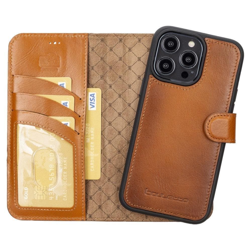 Apple iPhone 14 Series Detachable Leather Wallet Case Darker Color -
