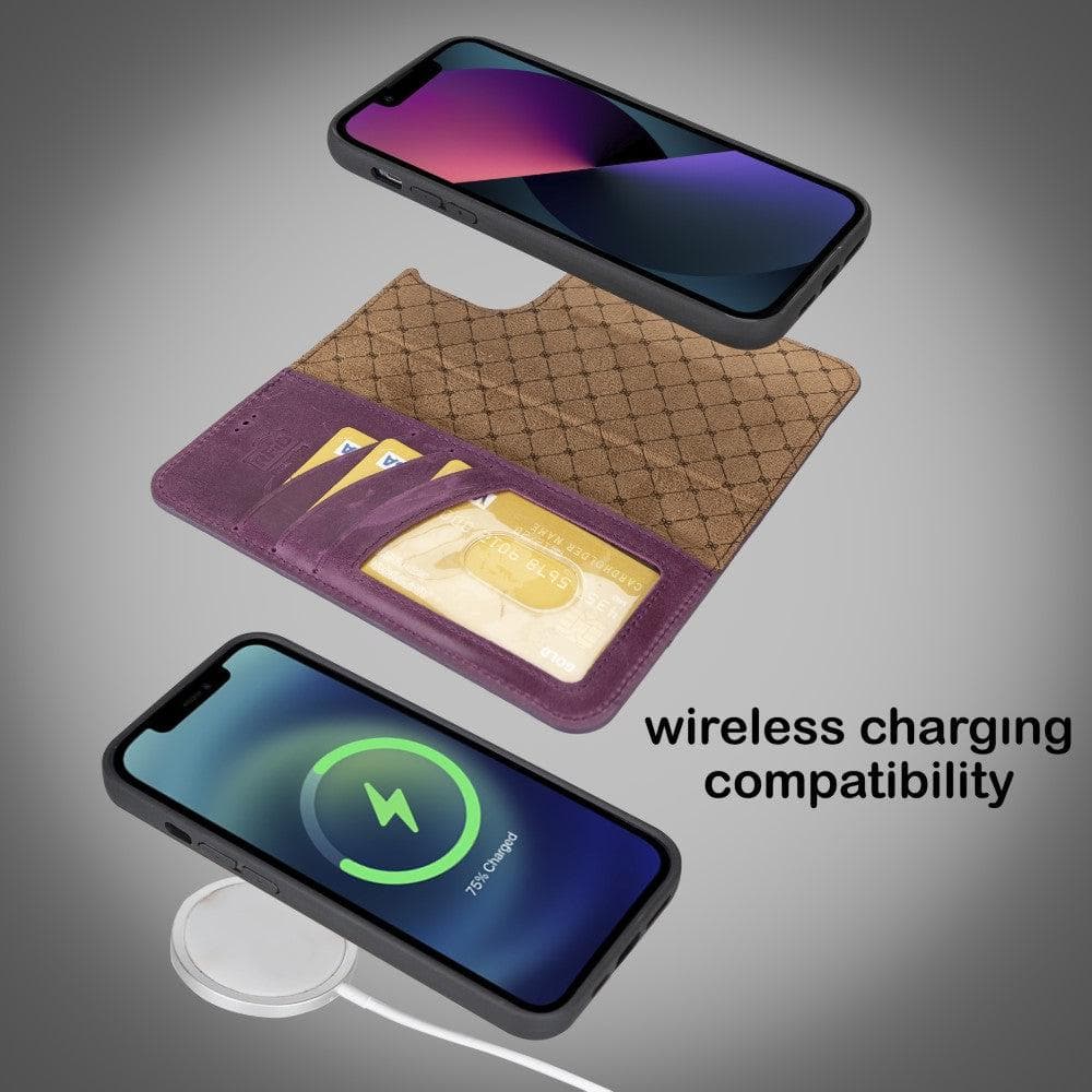 Apple iPhone 14 Series Detachable Leather Wallet Case Darker Color -