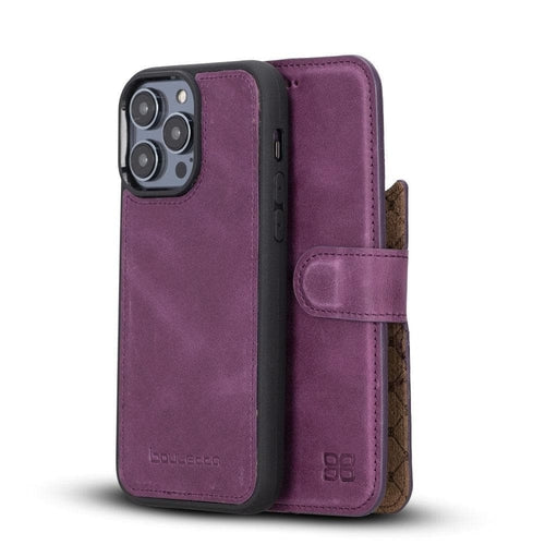 Apple iPhone 14 Series Detachable Leather Wallet Case Darker Color -