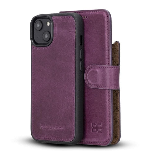 Apple iPhone 14 Series Detachable Leather Wallet Case Darker Color -