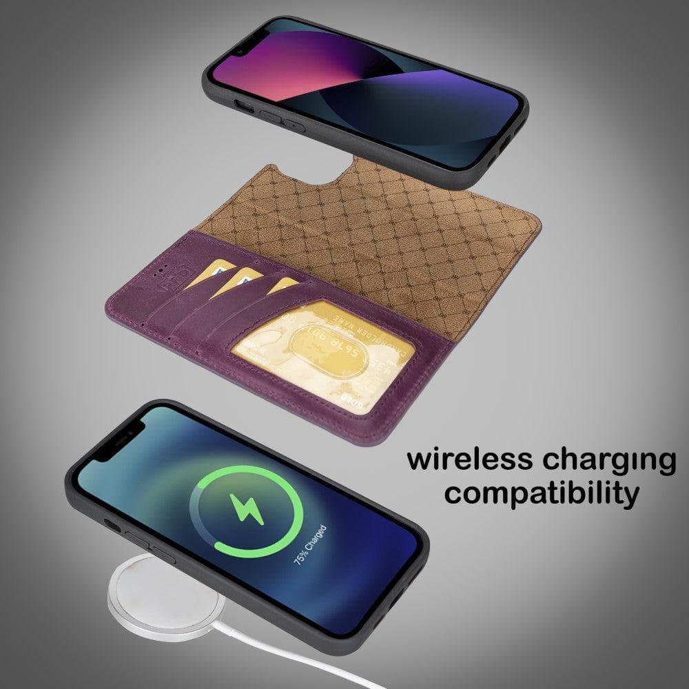 Apple iPhone 14 Series Detachable Leather Wallet Case Darker Color -