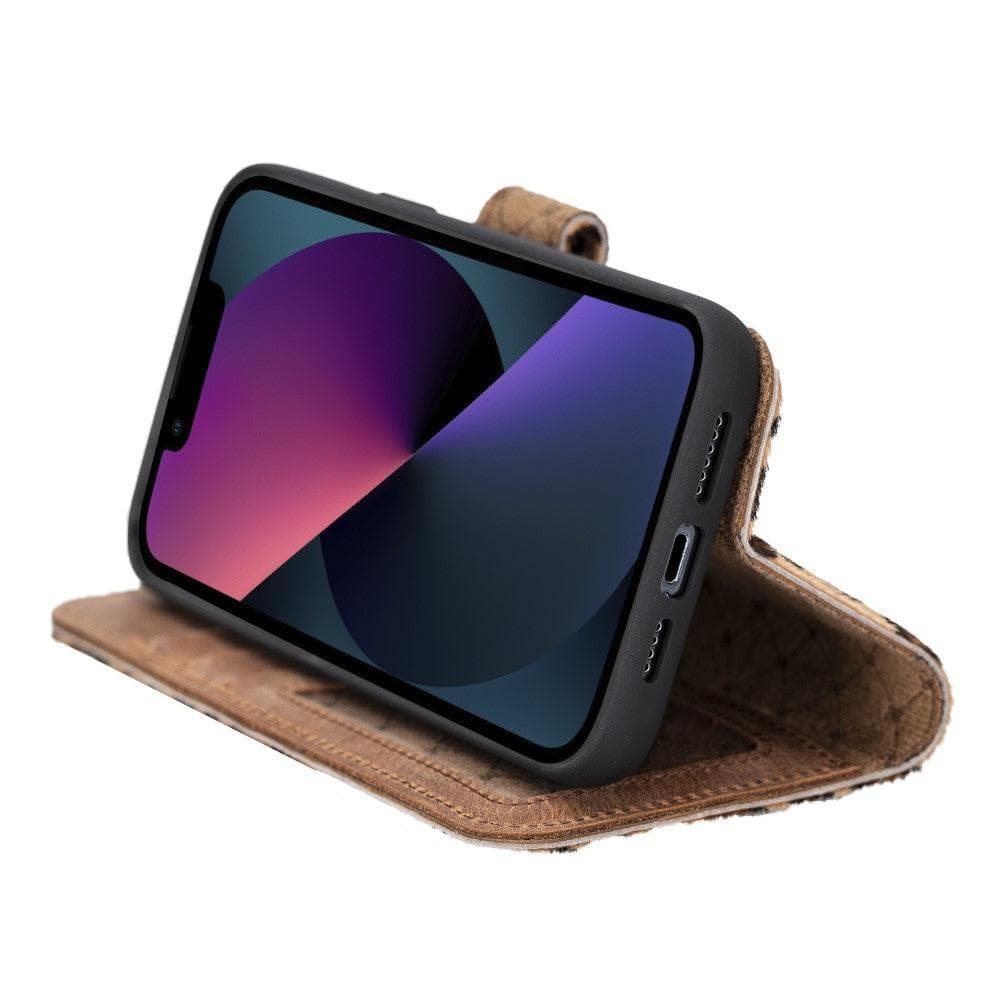 Apple iPhone 14 Series Detachable Leather Wallet Case Darker Color -