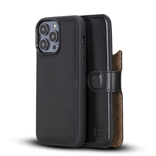 Apple iPhone 14 Series Detachable Leather Wallet Case Darker Color -