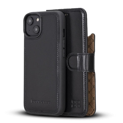 Apple iPhone 14 Series Detachable Leather Wallet Case Darker Color -