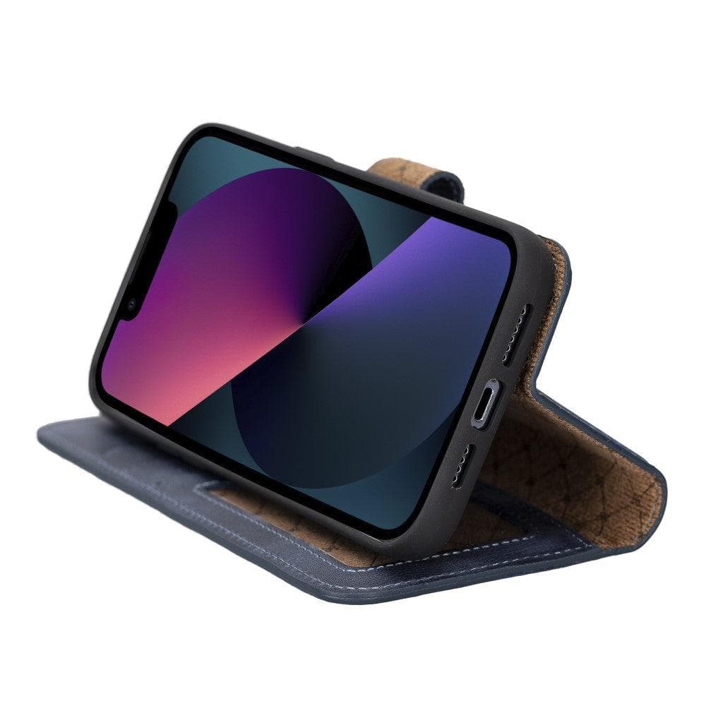 Apple iPhone 14 Series Detachable Leather Wallet Case Darker Color -