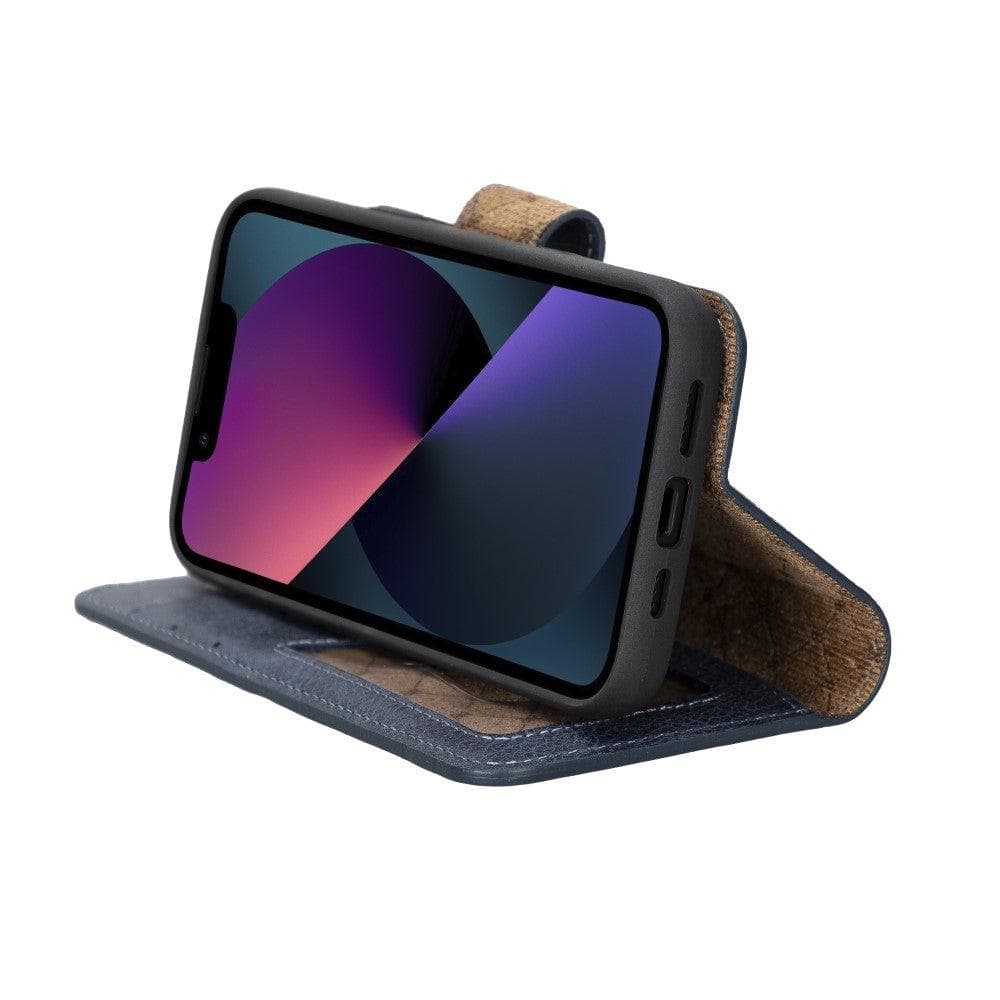 Apple iPhone 14 Series Detachable Leather Wallet Case Darker Color -