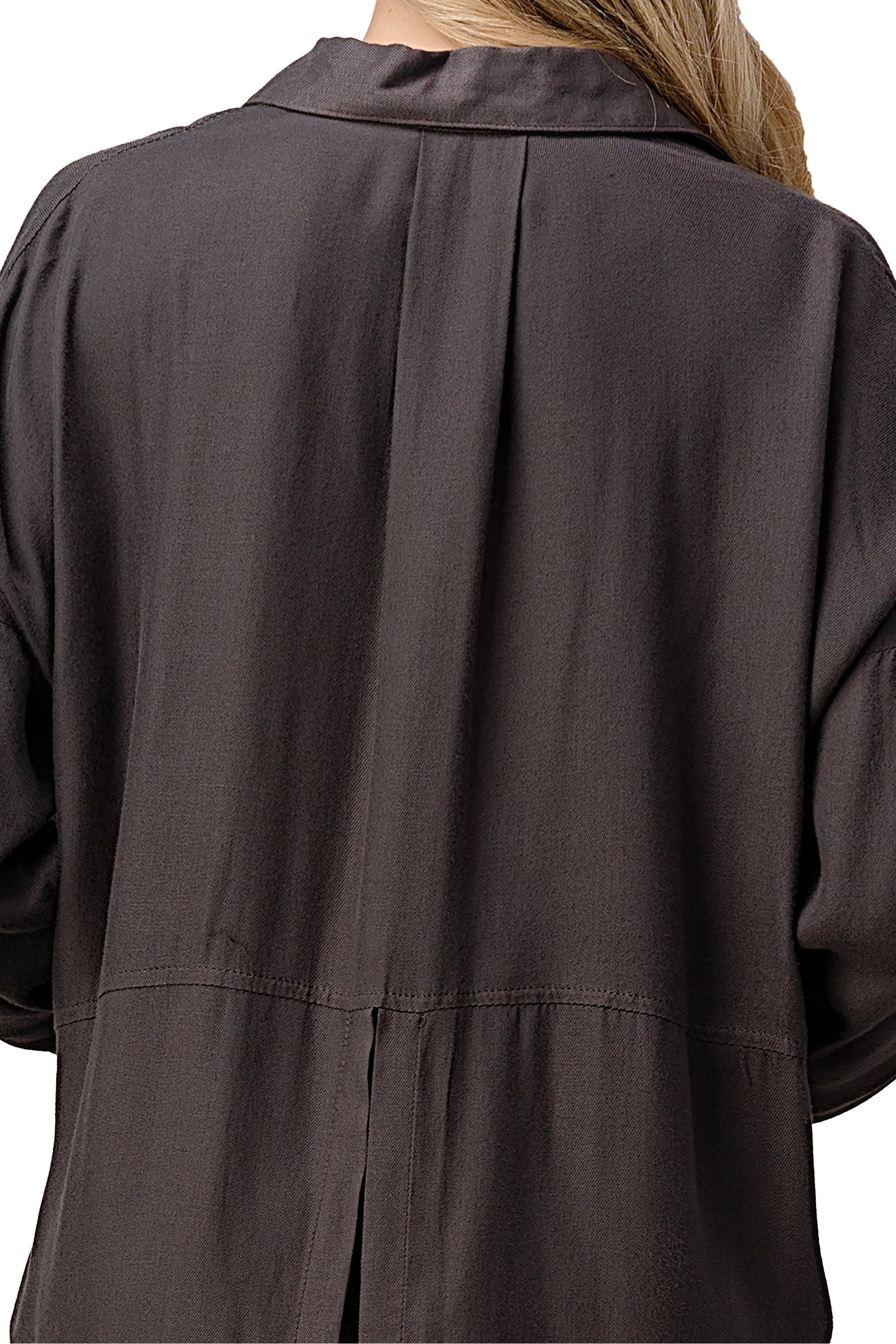 Button-Up Oversized Shirt with Front Pockets