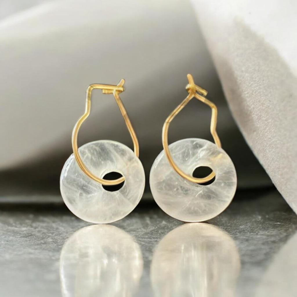 Quartz Crystal, Earrings with Semi-Precious Stone