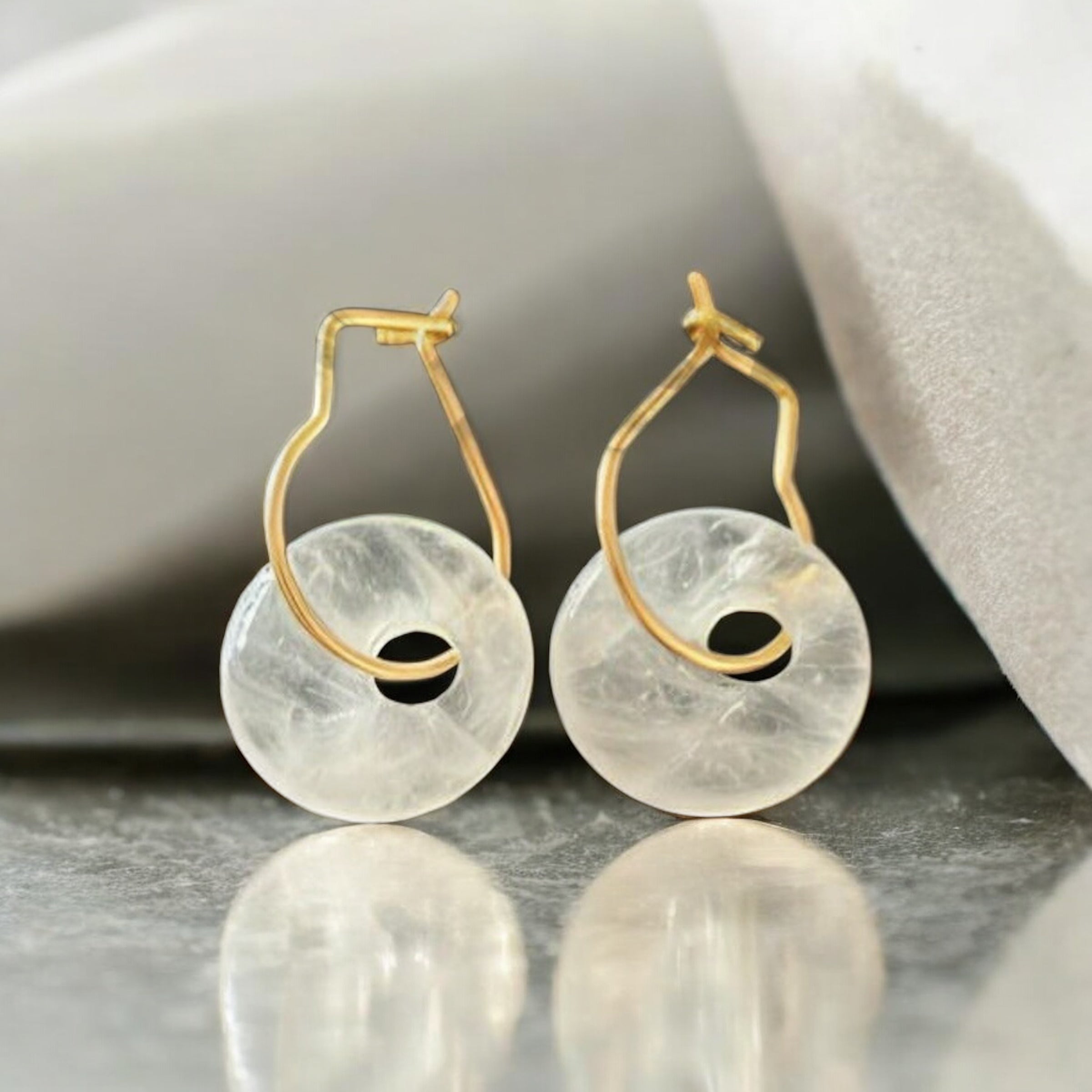 Quartz Crystal, Earrings with Semi-Precious Stone