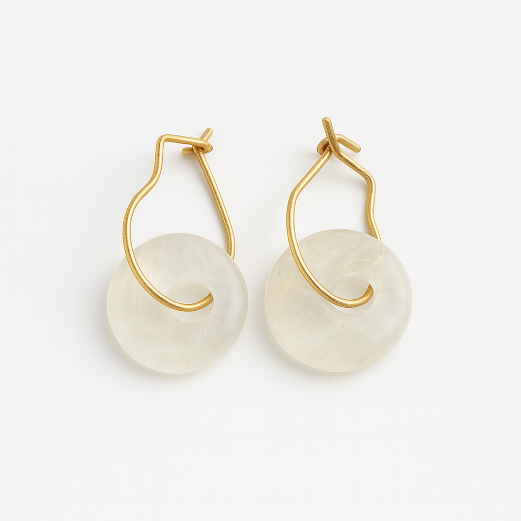 Quartz Crystal, Earrings with Semi-Precious Stone