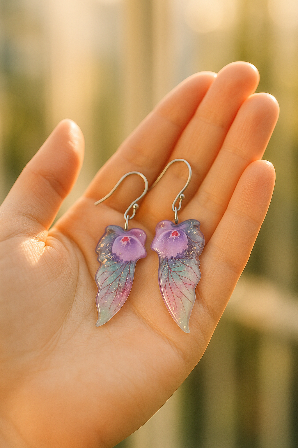 Fairy Butterfly Wings Earrings, Pale Turquoise
