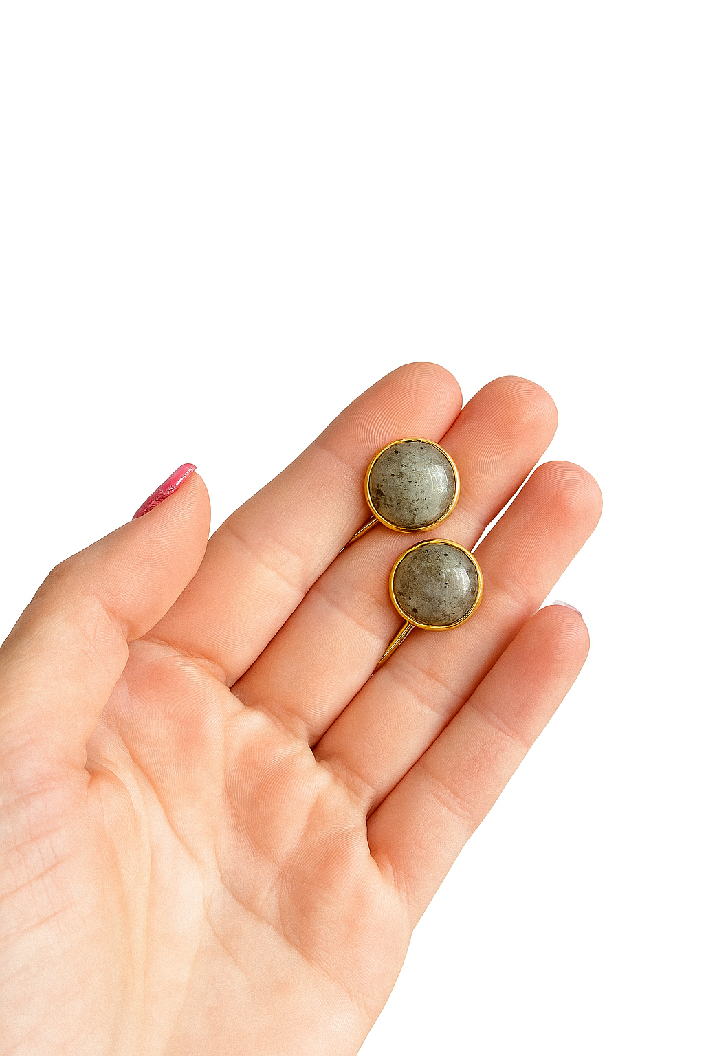 Earrings Natural Labradorite, 18K Gold Plating