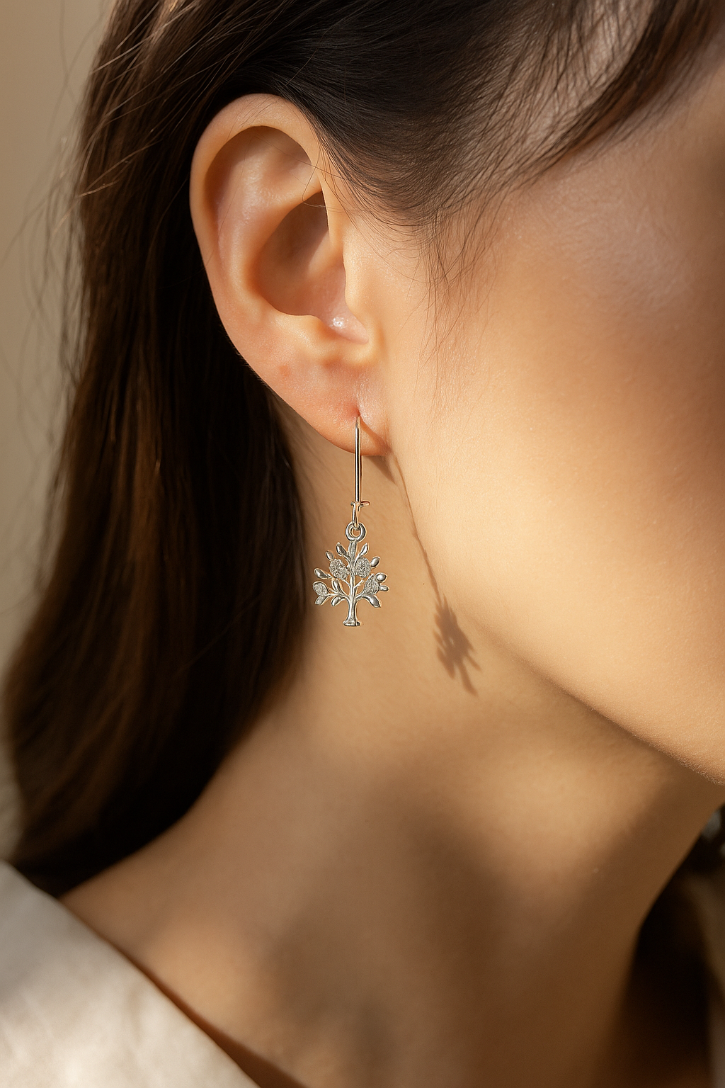 Tree of Life Earrings, Artisan Crafted, Silver Tone