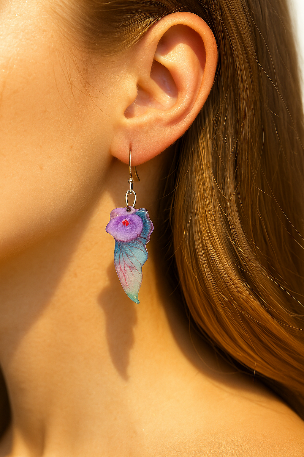 Fairy Butterfly Wings Earrings, Pale Turquoise