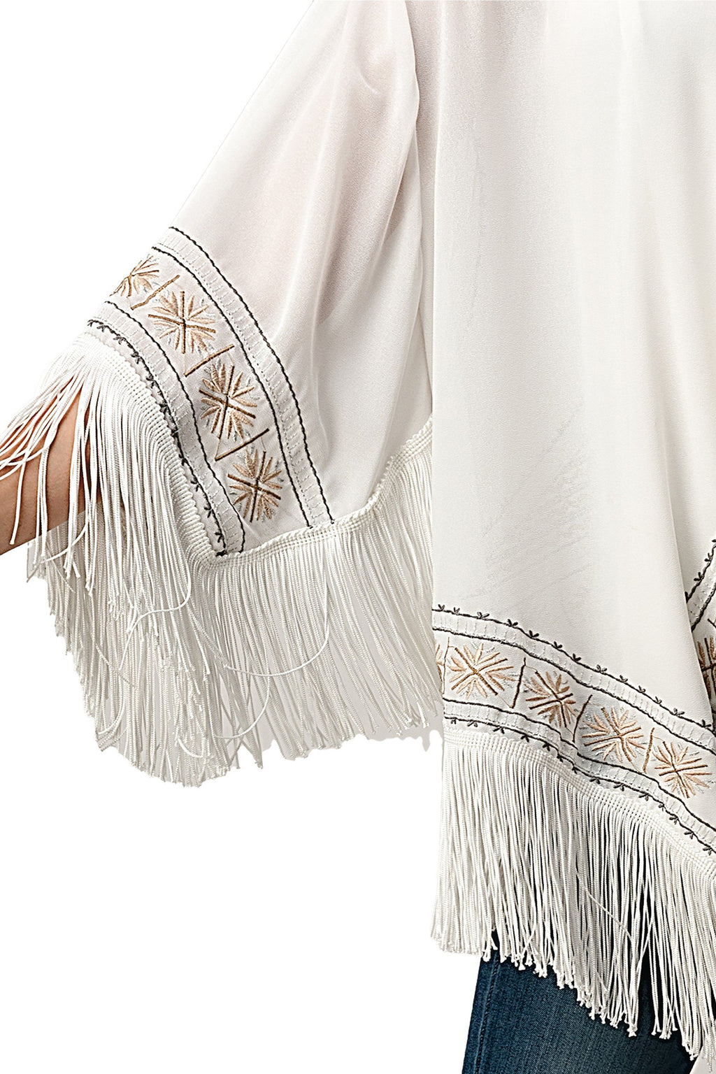 Embroidered Fringe Kimono – Bohemian Layering Essential