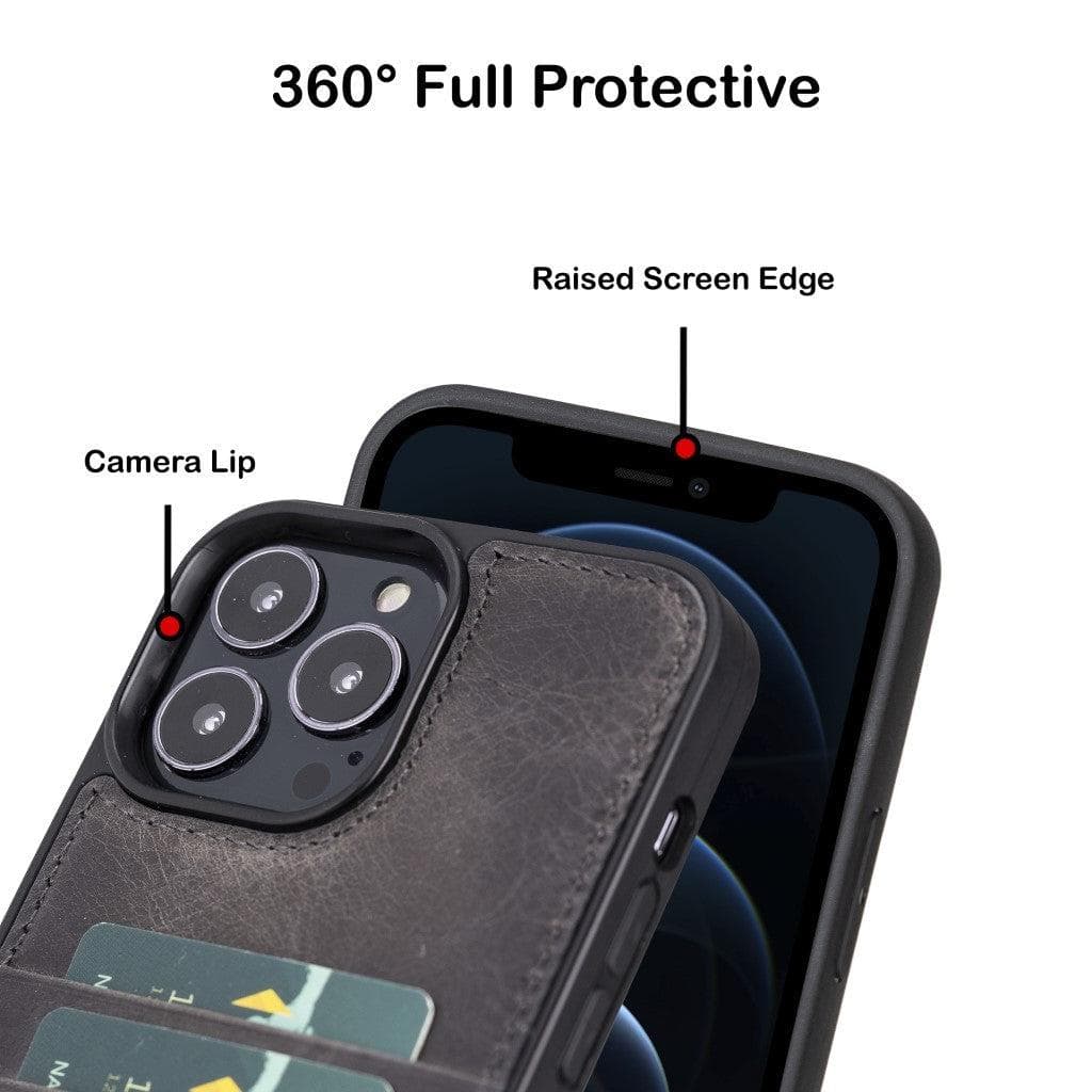 Flexible Leather Back Cover with CardHolder for iPhone 13 Series