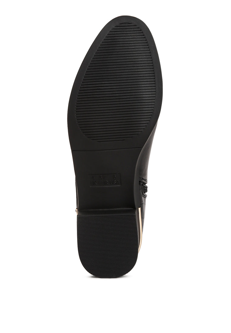 Frothy Buckled Ankle Boots With Croc Detail