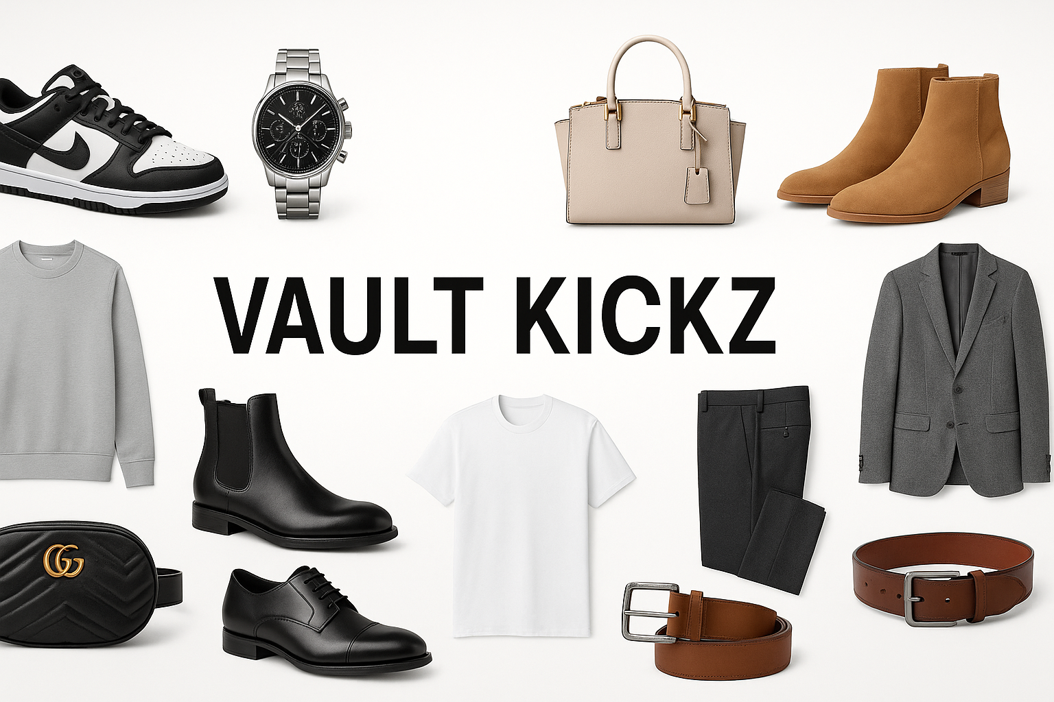 i need a banner image for vault kickz, but bear in mind, we are selling men and women shoes, watches, clothings, accessories, all, non designer, make sure it fits in perfectly into my homepage