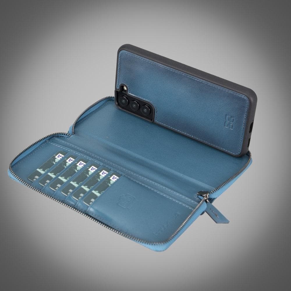 Samsung Galaxy S22 Series Zippered Leather Detachable Wallet Case