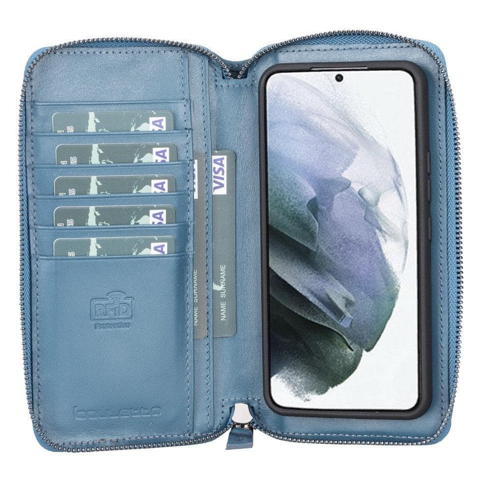 Samsung Galaxy S22 Series Zippered Leather Detachable Wallet Case