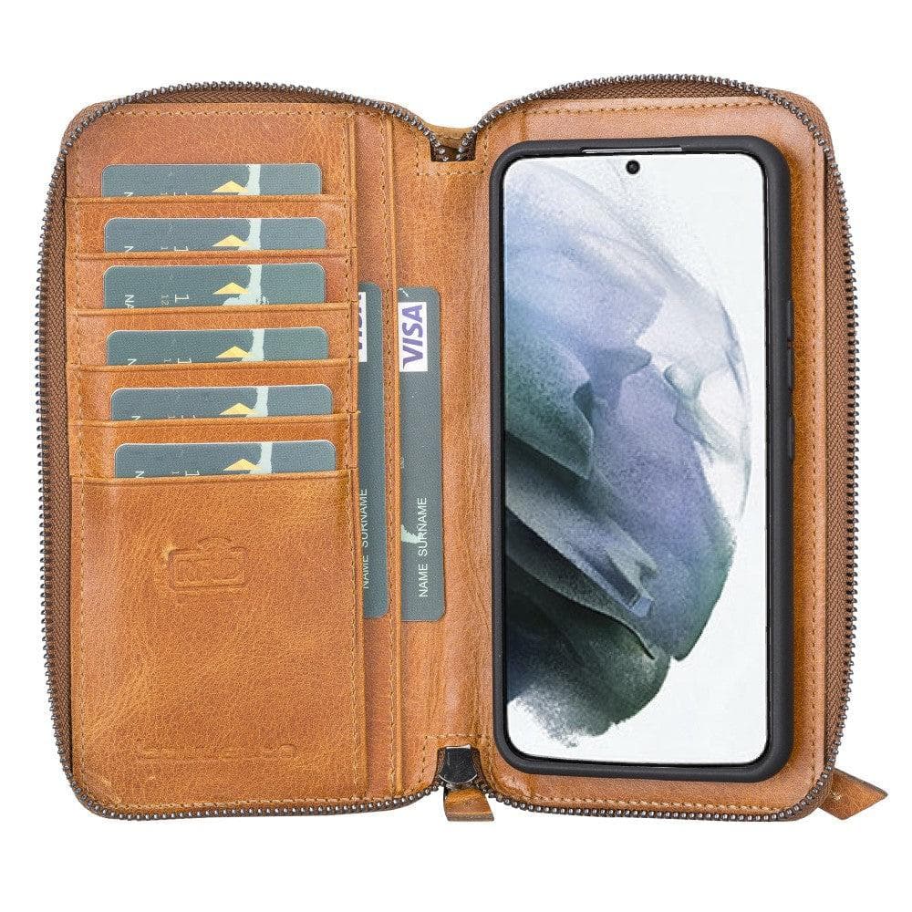 Samsung Galaxy S22 Series Zippered Leather Detachable Wallet Case