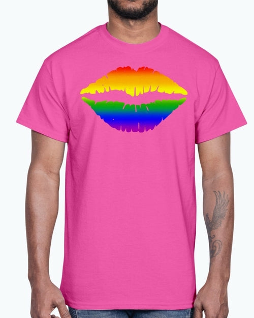 Rainbow Kiss, Rainbow Lips - LGBTQ - Cotton Tee