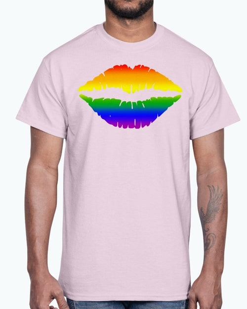Rainbow Kiss, Rainbow Lips - LGBTQ - Cotton Tee