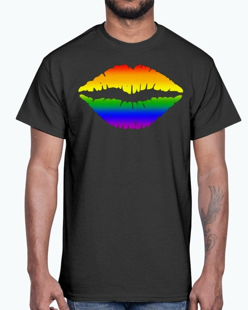 Rainbow Kiss, Rainbow Lips - LGBTQ - Cotton Tee