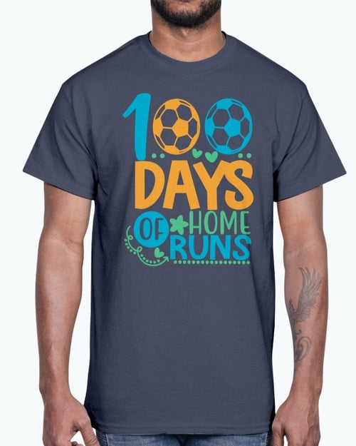 100 Days Of Home Runs -School  - Cotton Tee