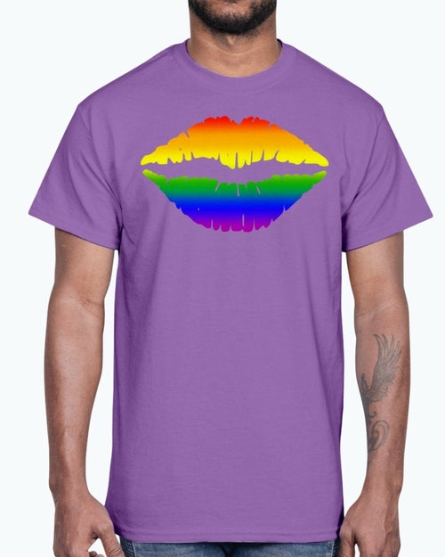 Rainbow Kiss, Rainbow Lips - LGBTQ - Cotton Tee
