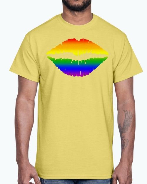 Rainbow Kiss, Rainbow Lips - LGBTQ - Cotton Tee