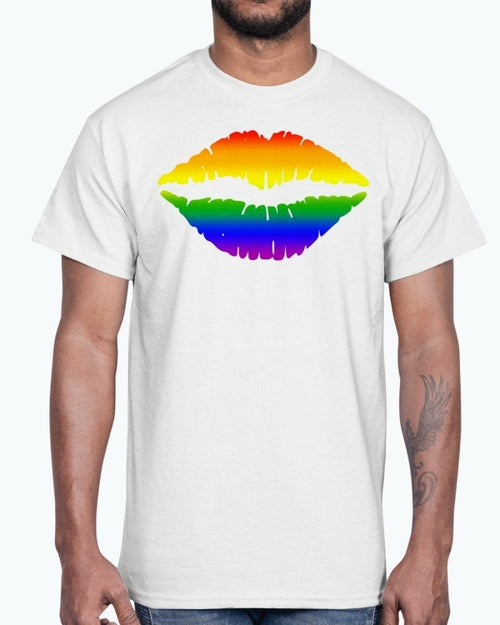 Rainbow Kiss, Rainbow Lips - LGBTQ - Cotton Tee