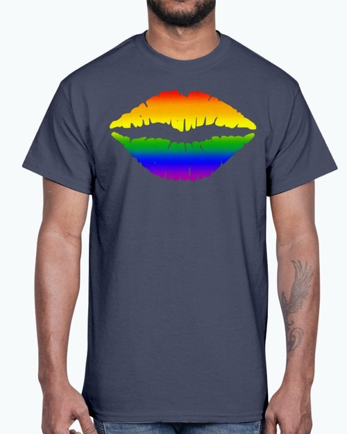 Rainbow Kiss, Rainbow Lips - LGBTQ - Cotton Tee
