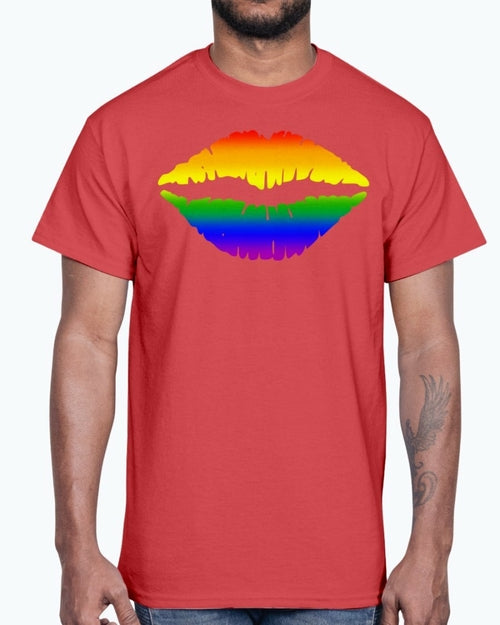 Rainbow Kiss, Rainbow Lips - LGBTQ - Cotton Tee