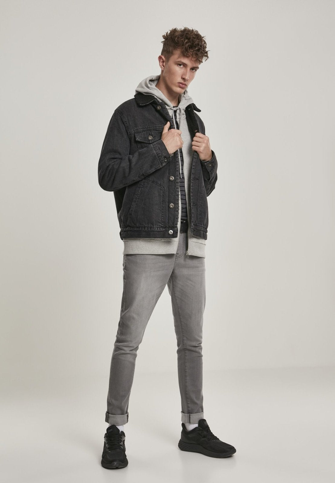 Sherpa Lined Jeans Jacket - Black Wash