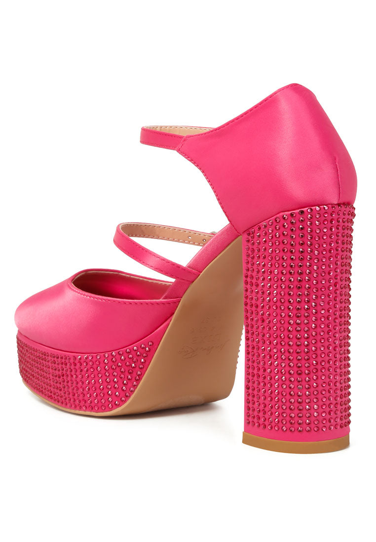 Shiver Rhinestones Embellished Platform Mary Jane Sandals